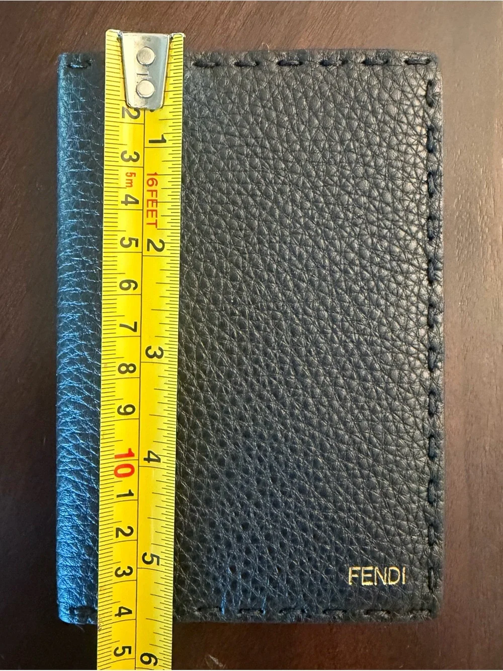 Fendi Black Leather Passport Holder and Notebook with Yellow Box and Dust Bag